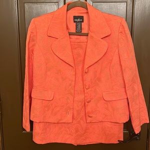 Peach Floral Patterned Skirt Suit